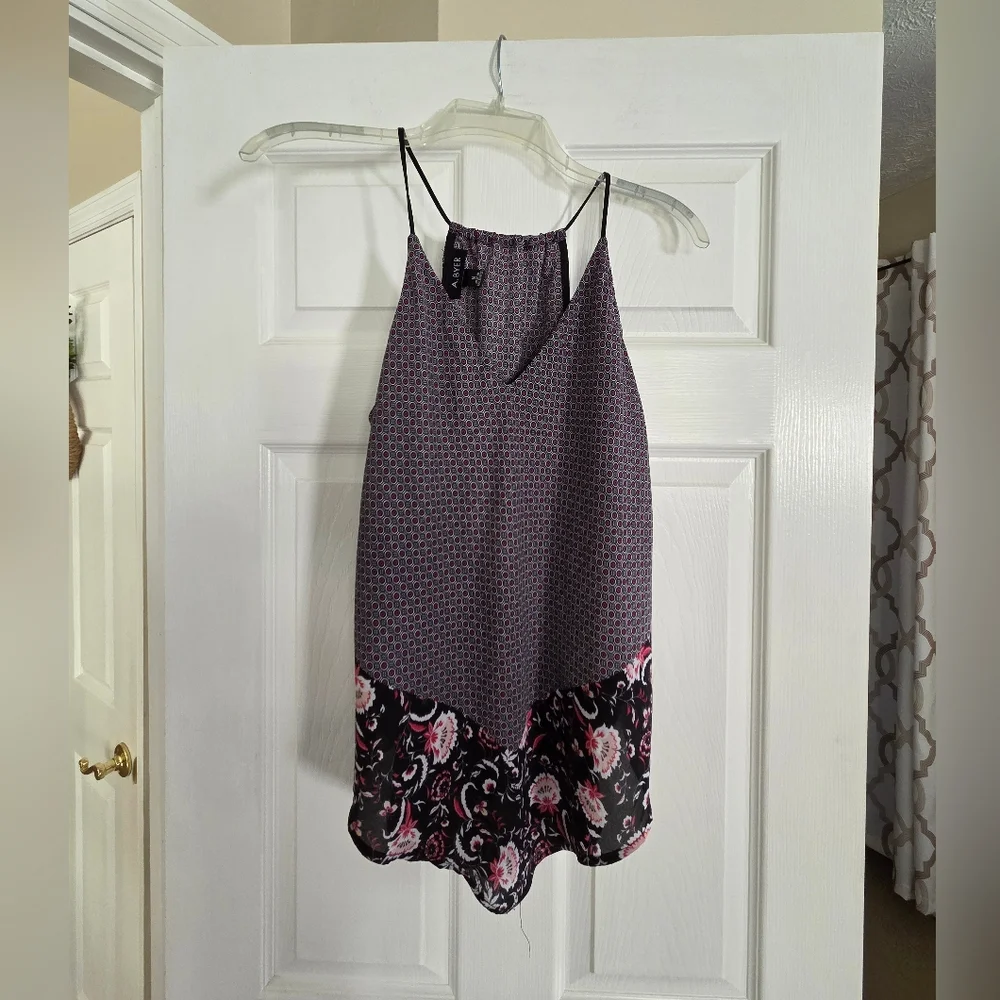 A. Byer Purple Medium Printed Floral-Hem Cami - Picture 1 of 7